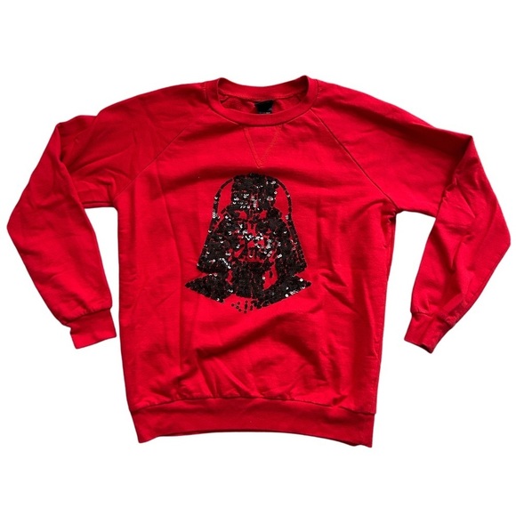 Star Wars Sweaters - Star Wars Darth Vader Black Sequin Red Crewneck Sweater Size Medium